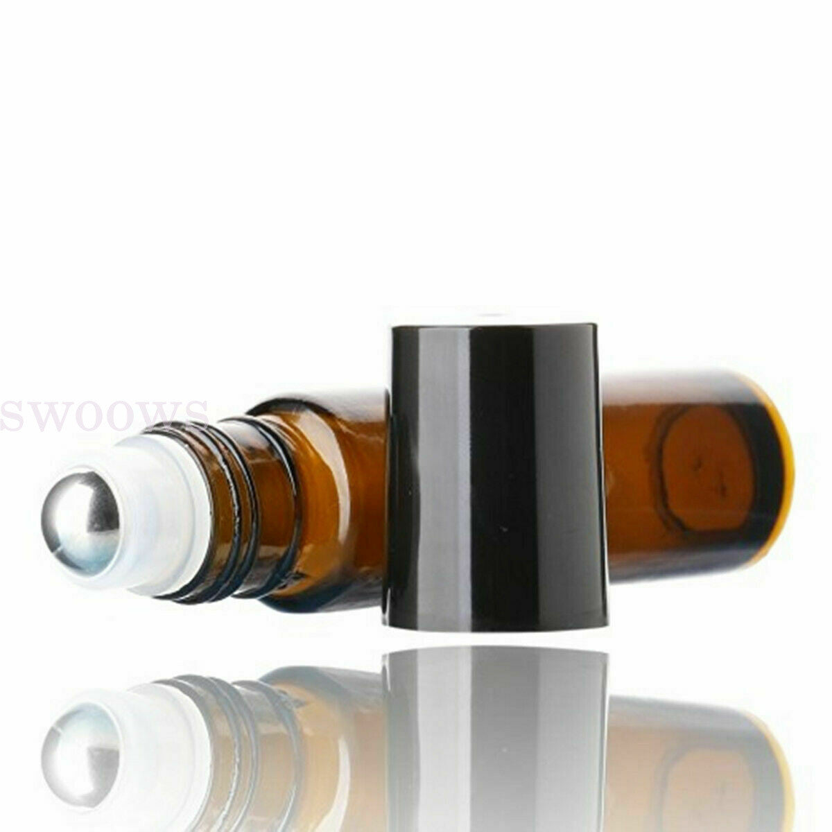 10X 10ml Roller Bottles Amber Thick Glass Steel Roll on Ball for Essential Oils