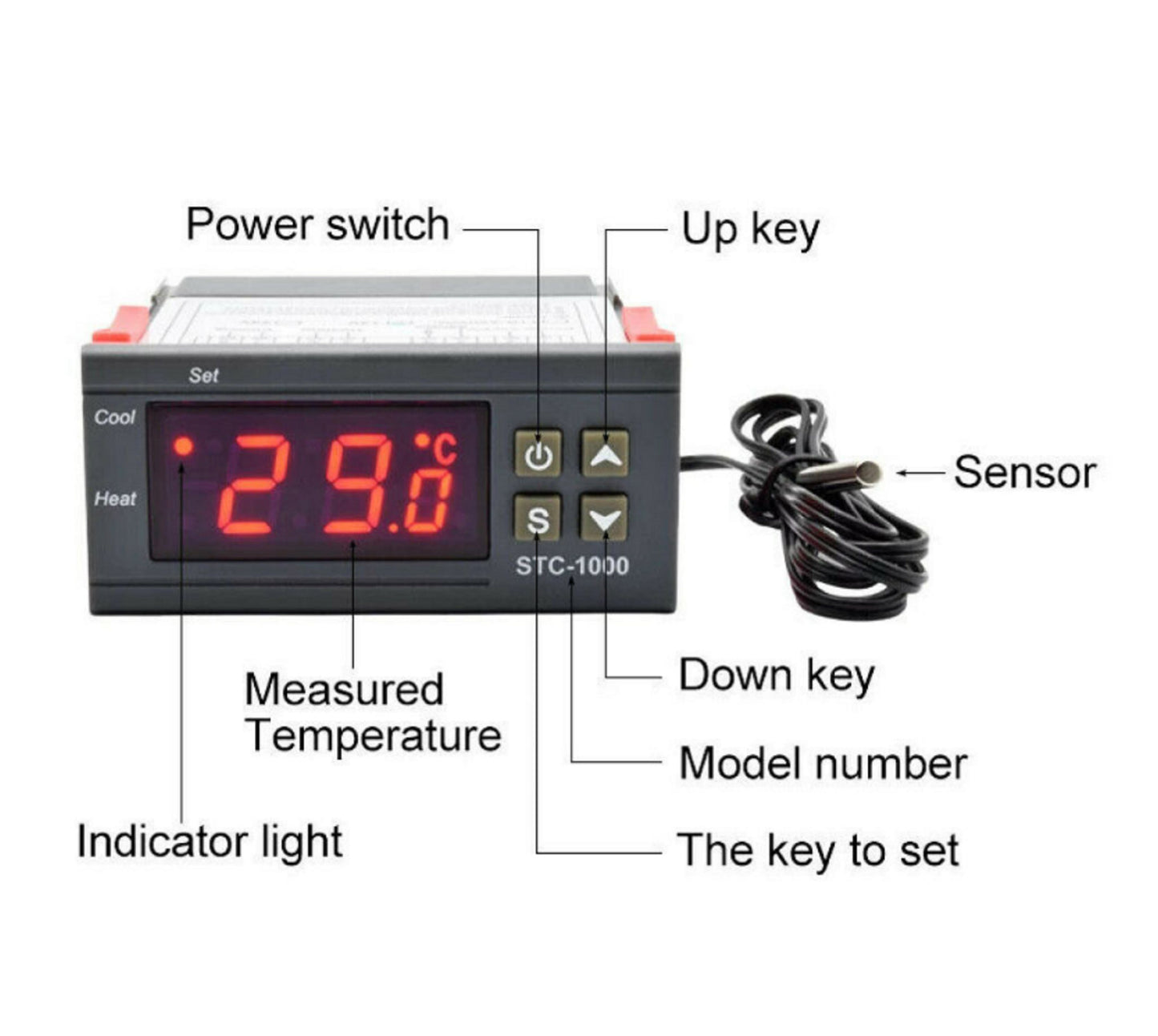 Digital Temperature Thermostat STC-1000 Controller 12V-220V Heating Cooling LCD