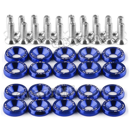 20X Billet Aluminum Fender Bumper Washer Bolt Engine Bay Dress Up Kit M6 BLUE