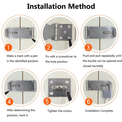 Household Stainless Steel Gate Bolt Door Clasp Lock Padlock Hasp Shed Latch