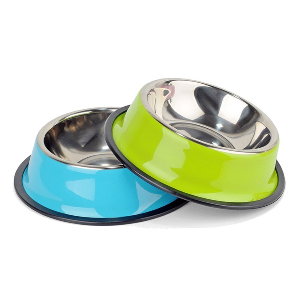 Stainless Steel Pet Bowl Water Food Dish Non Slip Dog Cat Puppy Feeder Bowl AU