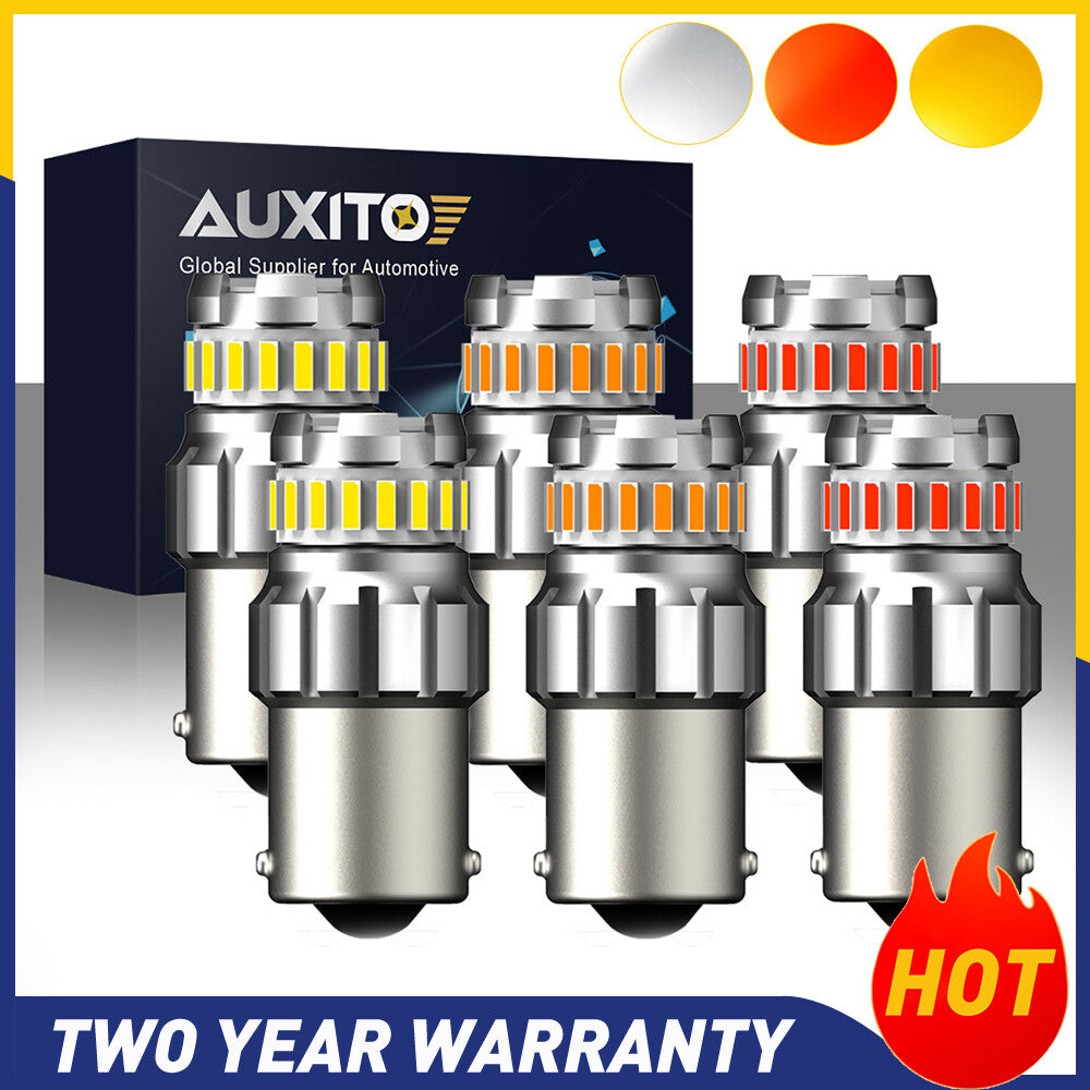 2X AUXITO BA15S 1156 P21W LED TURN SIGNAL INDICATOR BULB GLOBE AMBER WHITE 12V