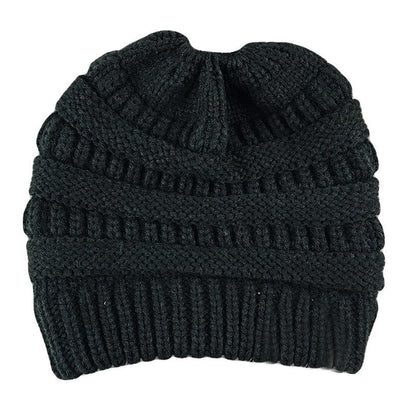 Ponytail Beanie Women's Ribbed Winter Messy Bun Cable Warm Soft Knit Hat Cap