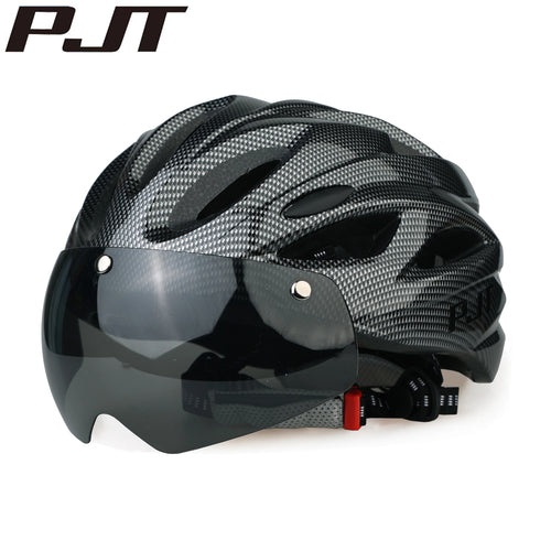 PJT Lightweight Cycling Helmet Magnetic Goggles Lens Adult Bike Helmet 56-61cm