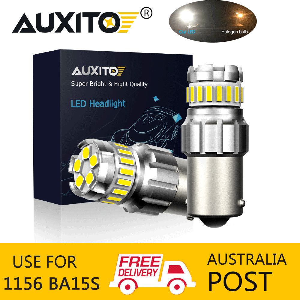 AUXITO 1156 BA15S P21W Canbus LED Reverse Stop Turn Light Bulb Globe 6500K White