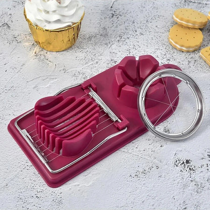 2-in-1 Egg Cutter – Stainless Steel Wire Slicer with PP Base, Kitchen Tool