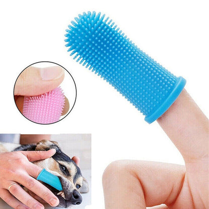 Super Soft Pet Finger Toothbrush Teddy Dog Cat Brush Silicone Teeth Clean NEW