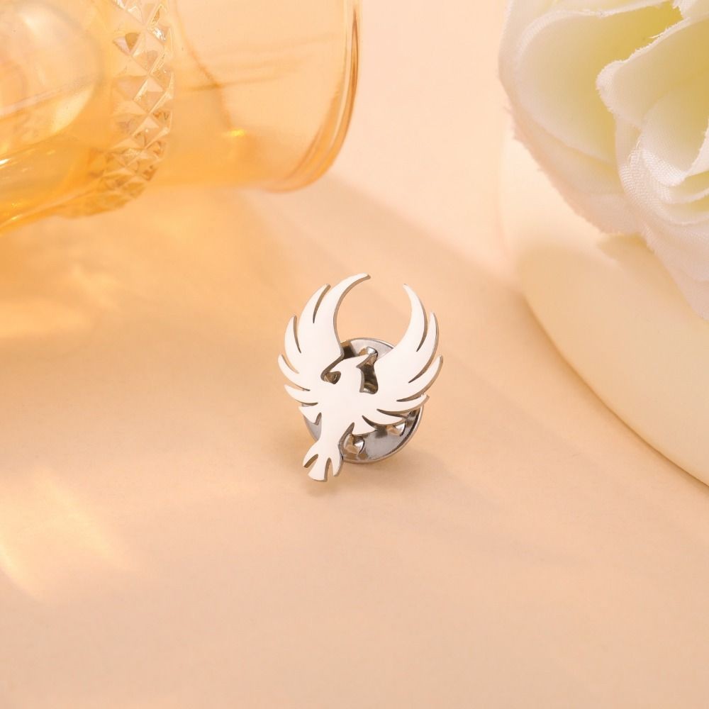 Stainless Steel Phoenix Brooch Pin No Rust Metal Badge  Shirt Accessories