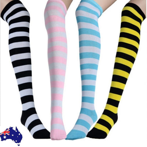 Over the Knee Long Sock Thigh High Striped  Socks Women Cotton Sexy Stockings
