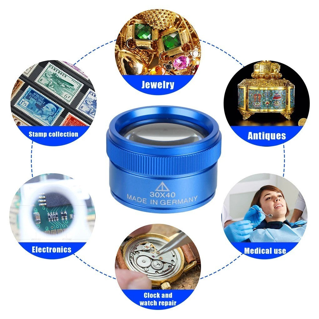 40X30 Magnifying Loupe Jewelry Eye Glass Magnifier Jewelers Loop Pocket
