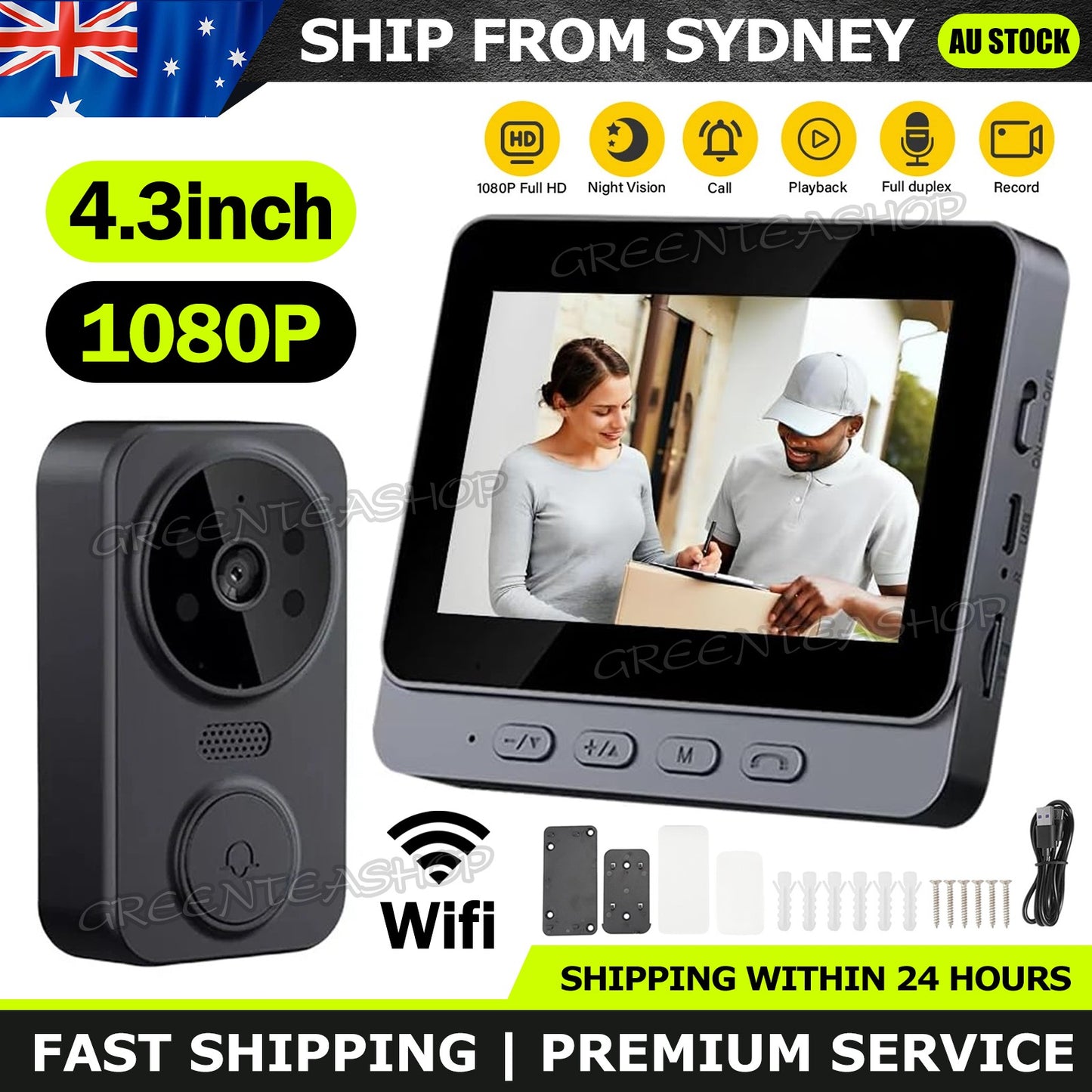 Wireless Video Door Bell WiFi Phone Intercom System with Monitor Doorbell Camera