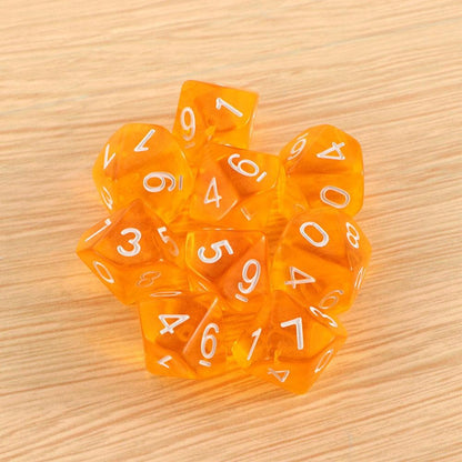 10pcs 10 Sided Dice D10 Polyhedral Dice for Table Games