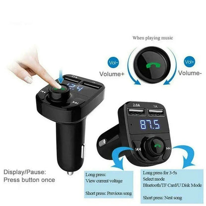 Bluetooth 5.0 Wireless Car FM Transmitter MP3 Player Radio 2 USB Charger Adapte