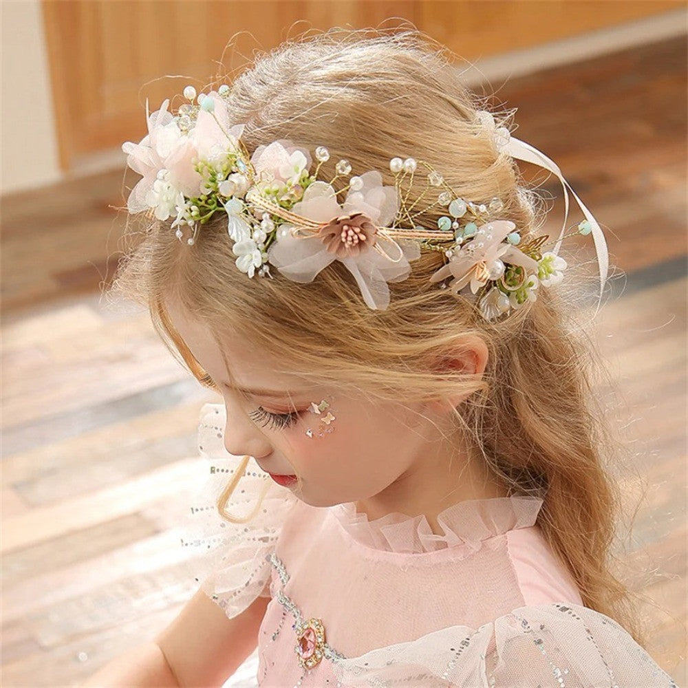 Imitated Pearl Kids Flower Crown Head Hoop  Girls Adult Hair accessories