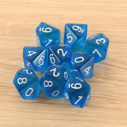 10pcs 10 Sided Dice D10 Polyhedral Dice for Table Games