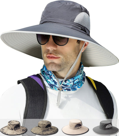 Big Head Sun Hat UPF50 for Large Head, XXL Bucket Hat Men/Women, Waterproof Wide