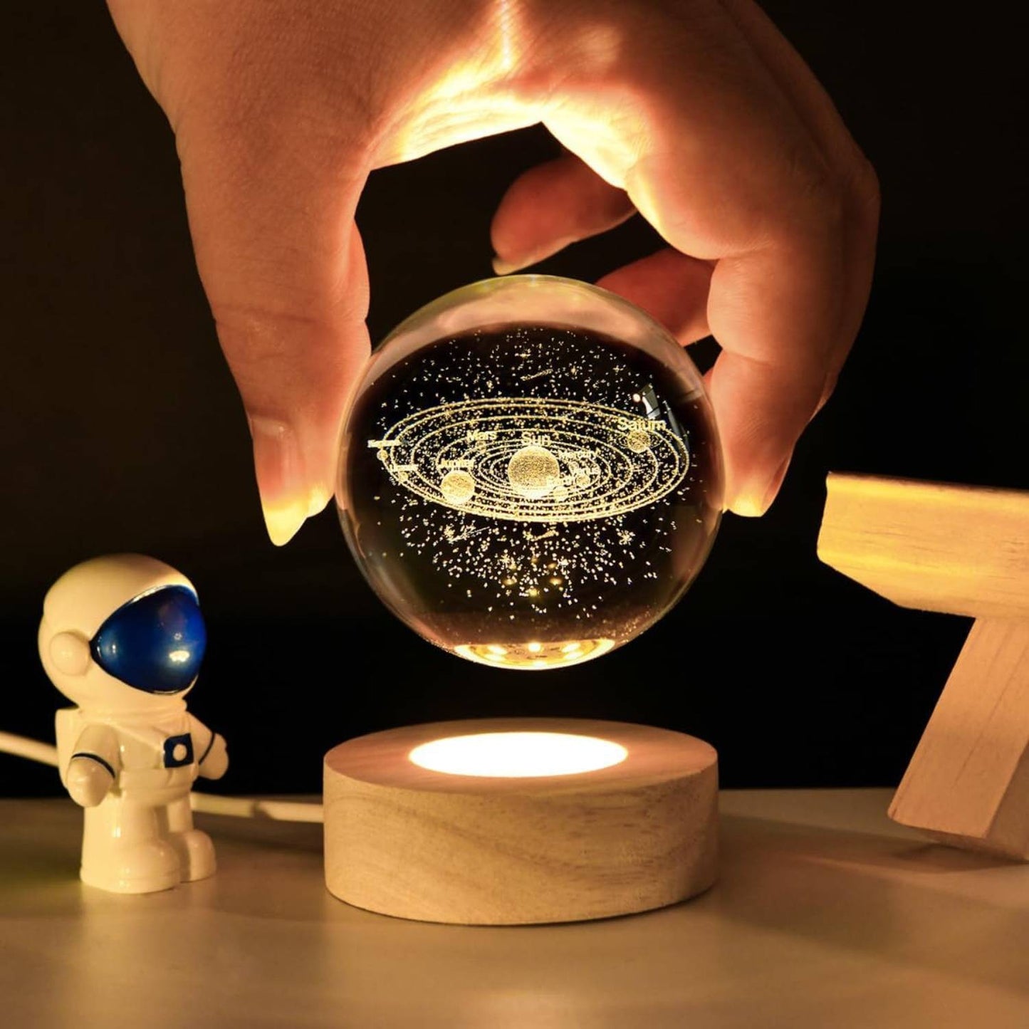USB 3D Moon Planet Globe Galaxy Night Light LED Crystal Ball Table Lamp Bedside
