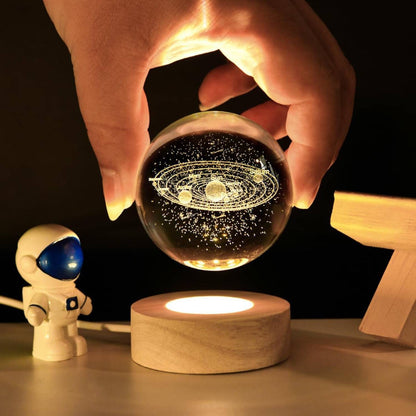 USB 3D Moon Planet Globe Galaxy Night Light LED Crystal Ball Table Lamp Bedside