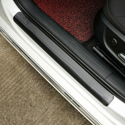 4PCS Car Door Sill Scuff Protector Plate Sticker Carbon Fibre Cover Anti-Kick AU