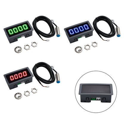 4 Digital LED Tachometer RPM Speed Meter With Hall Proximity Switch Sensor NPN