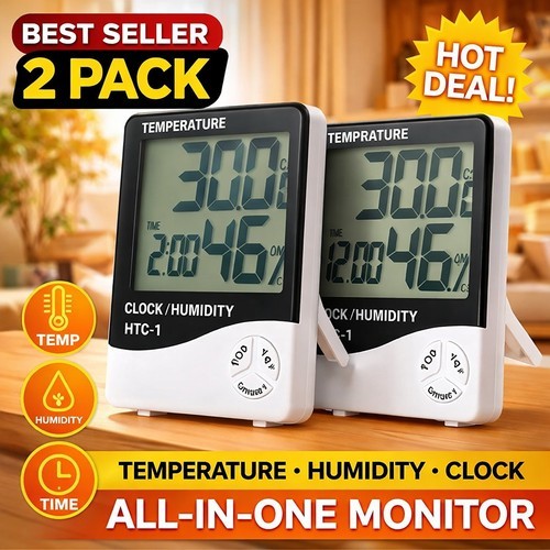 2X Digital Thermometer Humidity Meter Room Temperature Indoor LCD Hygrometer AU