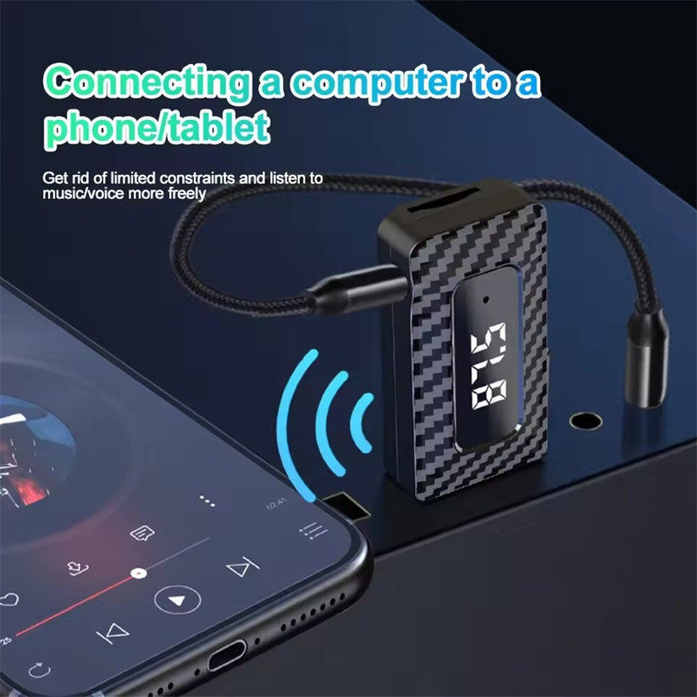 USB Car Bluetooth 5.3 FM Transmitter USB Audio Adapter Hands- Calling 3.5mm OZ