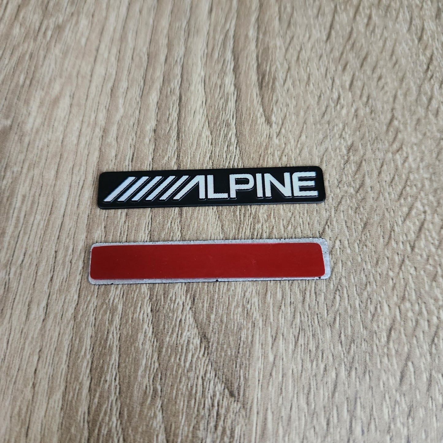 2 x ALPINE BADGE SPEAKER STICKER EMBLEM 53mm x 9mm adhesive back