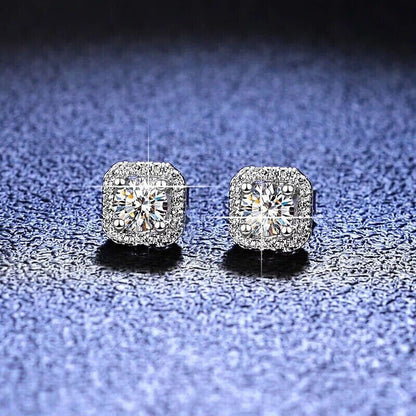 Women Stainless Steel Square Cut Cubic Zirconia Stud Earrings 1 Pair Brilliant