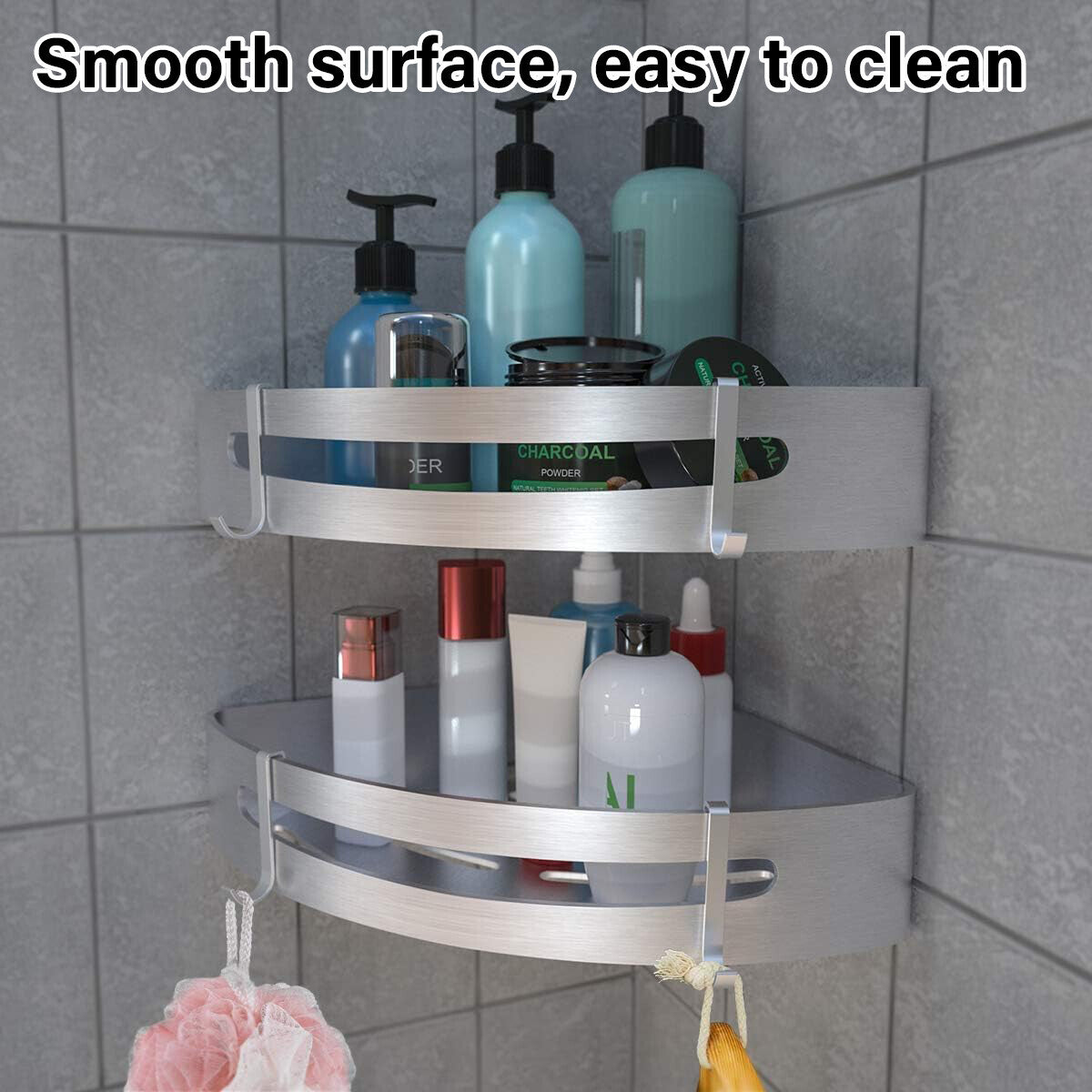 Wall Mounted Triangle Corner Shelf Bathroom Storage Rack for Shower Toiletries