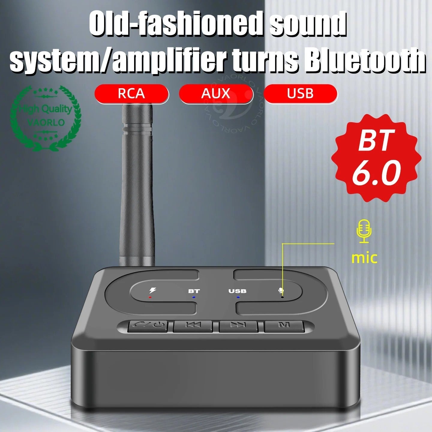 6.0 Bluetooth Receiver Wireless Transmitter HiFi Audio Adapter 3.5mm AUX to RCA
