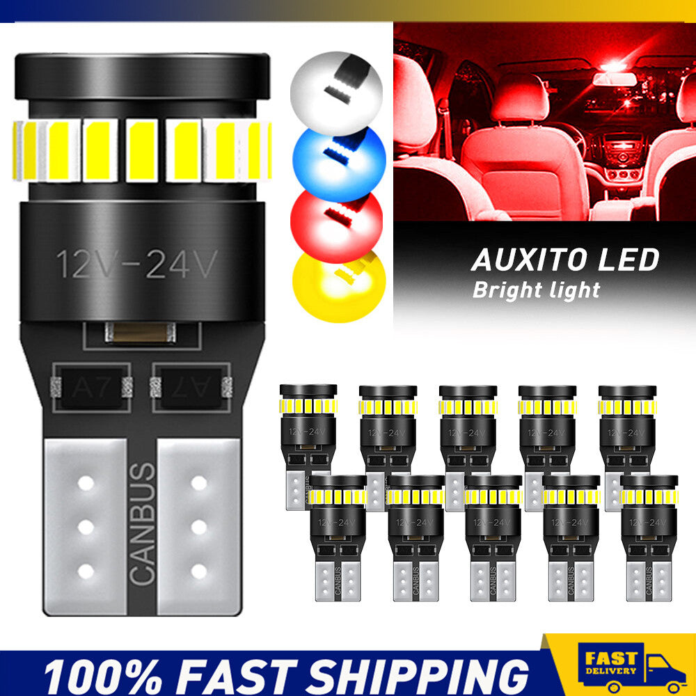 10x AUXITO Canbus White 168 W5W T10 LED Car Side Wedge Parker Light Globe Bulb