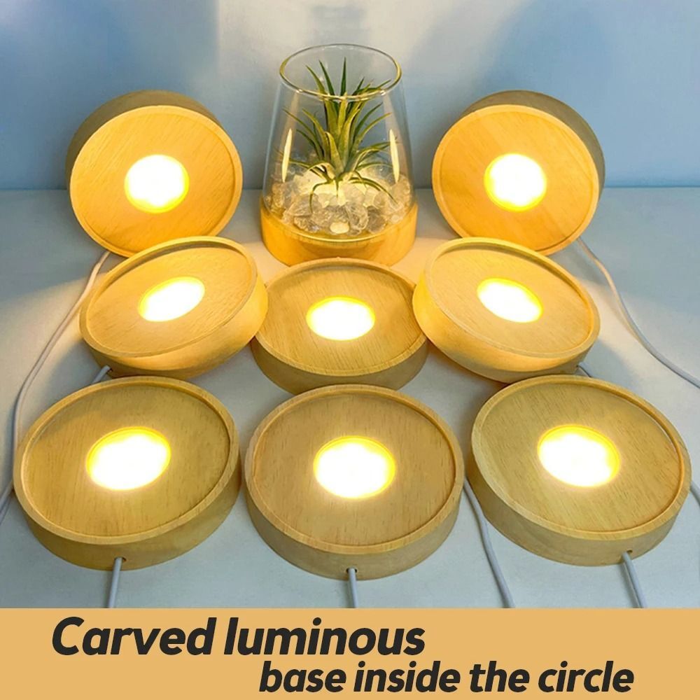 Wooden LED Light Dispaly Base Display Stand Night Lamp Base Crystal Ball Holder
