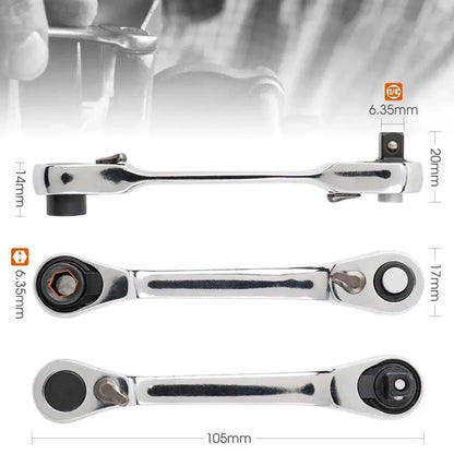 Mini Treble 1/4 Ratchet Wrench Double Ended Quick Socket Ratchet Wrench Screwdri