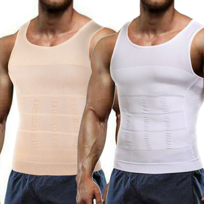 Men' Compression Vest T-Shirt Moobs Slimming Tummy Control Body Shaper Tank Tops