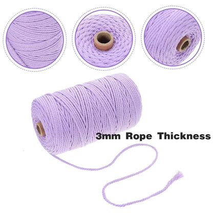 100M 3mm Natural Cotton Twisted String Cord forCraft Macrame Weaving ArtisanRope
