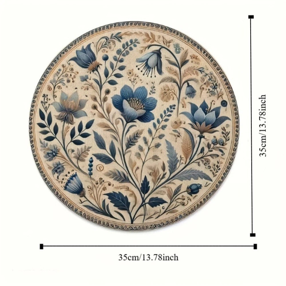 Middle East Style Floral Table Placemat Embroidery Round Dining Mat  Home Decor
