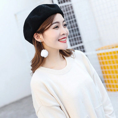 Womens Winter Beanie Beret Newsboy Hat Warm Wool Style Cap Ladies AU Pack Set