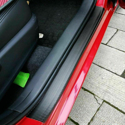 4PCS Car Door Sill Scuff Protector Plate Sticker Carbon Fibre Cover Anti-Kick AU