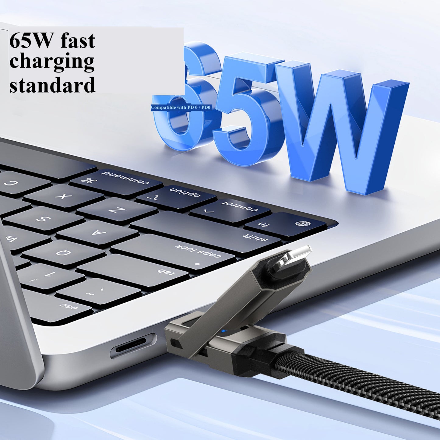 65W 4 in 1 Digital Display Super Fast Charging Keychain Data Cable Intelligent D