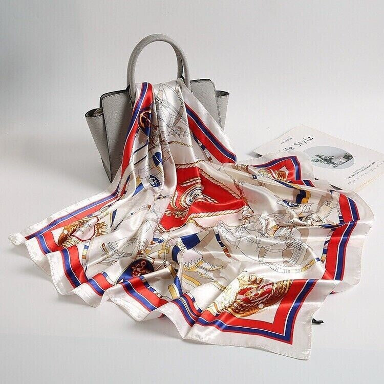 Women Lady Quality Large Classic Elegant Square Silk Scarf Wrap Shawl-90*90cm