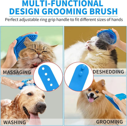 Pet Dog Puppy Bath Brush Flexible Mitt Comb Grooming Brush with Adjustable Strap