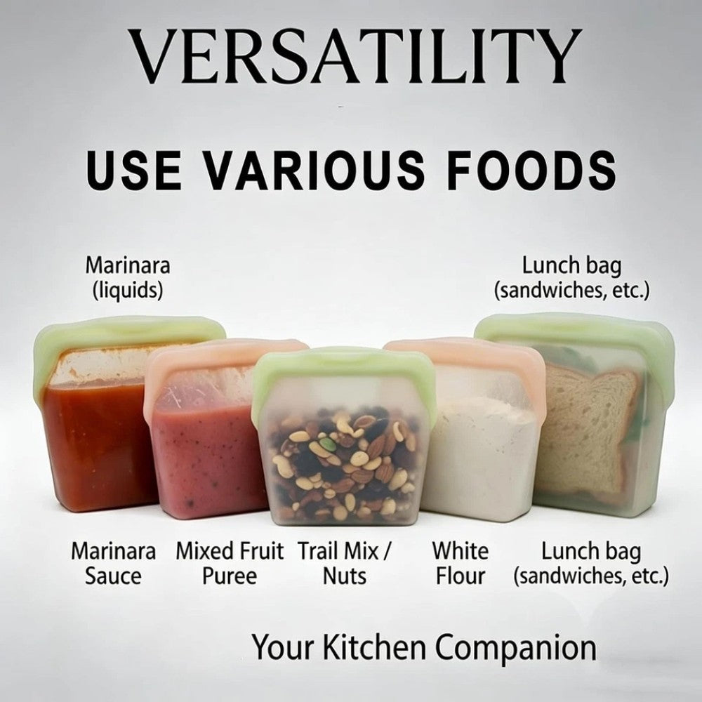 Everbag Silicone Storage, Reusable Silicone Storage Bags, Upright Freezer Bags