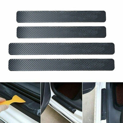 4PCS Car Door Sill Scuff Protector Plate Sticker Carbon Fibre Cover Anti-Kick AU