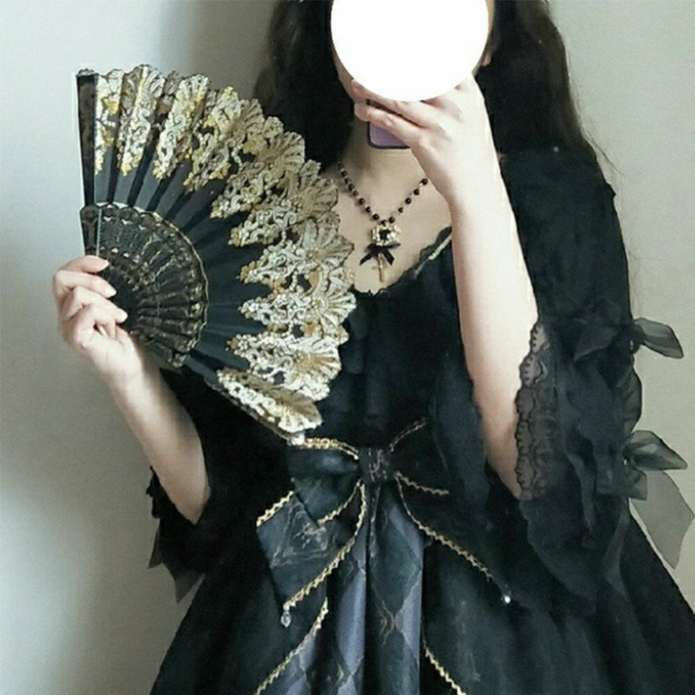Lace Folding Fan Dance Party Spanish Style Wedding Silk Hand Held Nice Flower