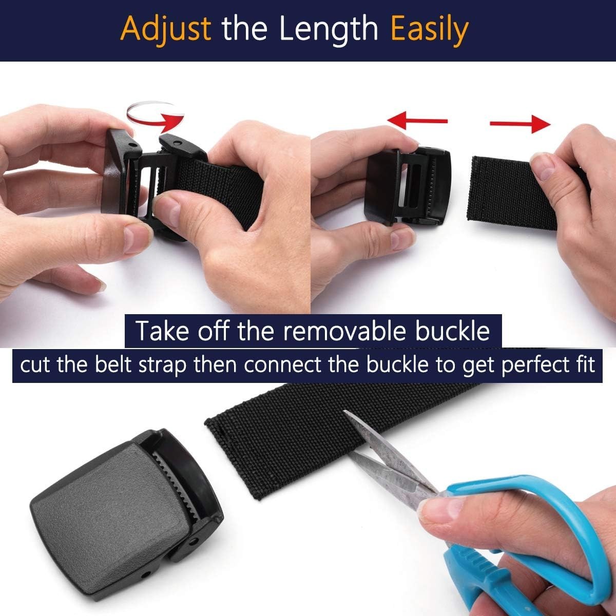 Elastic Belt for Men, Stretch Canvas Belt with Plastic Buckle, Breathable Be