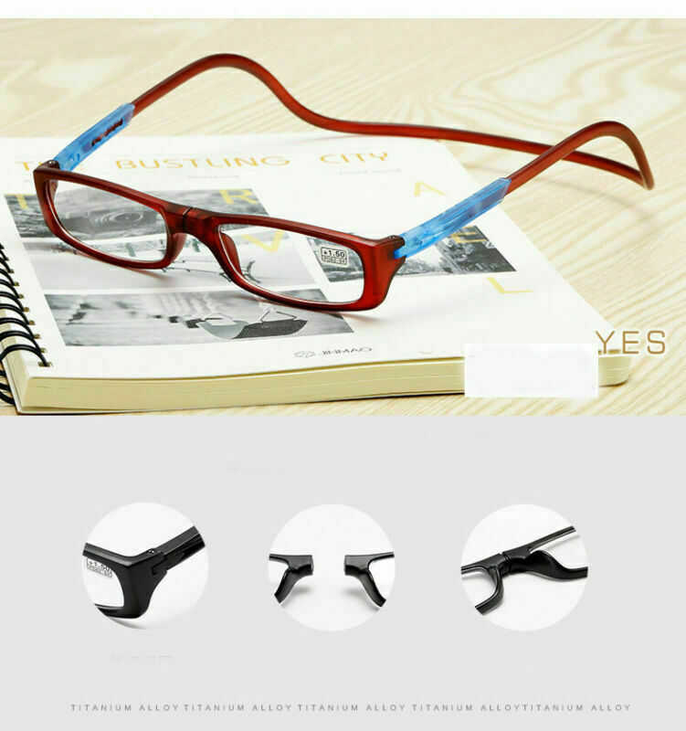 Folding Magnetic Reading Glasses Snap Click Front Neck Hanging Spectacles 8Color