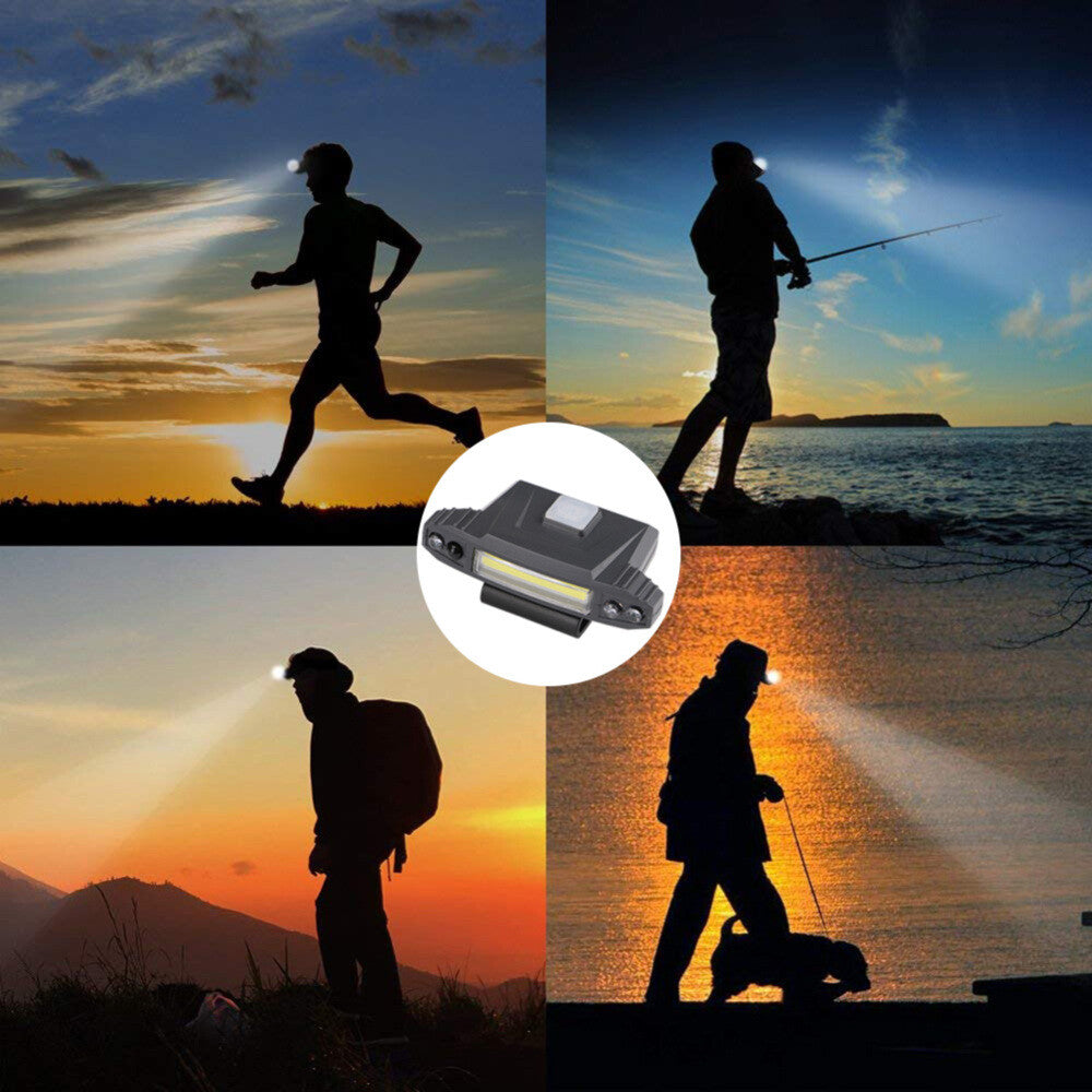 Rechargeable USB LED Headlamp Clip on Cap Hat Light Head Torch Fishing Camp Lamp