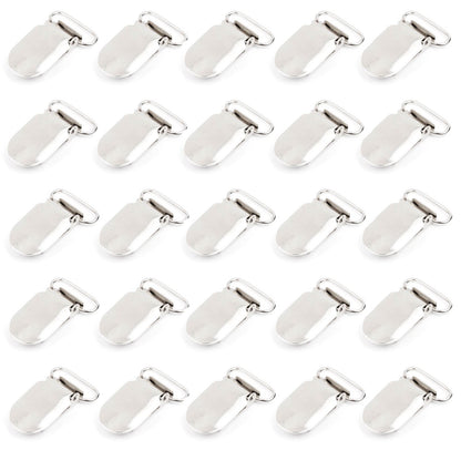 25pcs 20mm Metal Suspender Strap Dummy Clip on Pins Plastic Teeth Buckle Clasp