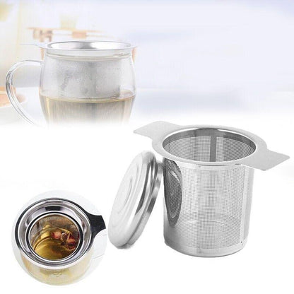 Tea Infuser with Lid Mesh Stainless Steel Metal Cup Strainer Loose Leaf Filter
