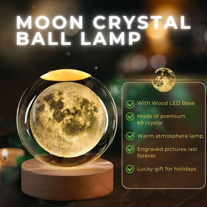 USB 3D Moon Planet Globe Galaxy Night Light LED Crystal Ball Table Lamp Bedside